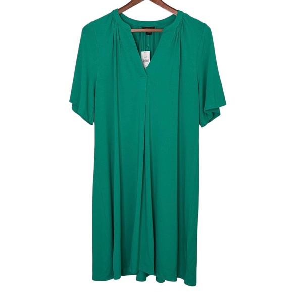 J. Jill Dresses & Skirts - NWT J Jill Wearever Collection Shirred Dress Size L Relaxed A-Line Green Travel